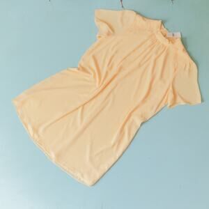 NWT Ann Taylor Yellow Ruffle High Neck Shift Fit Mini Dress Size Medium